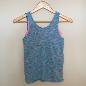 Ivivva Girls’ Tank Blue/Pink + Built in Bra